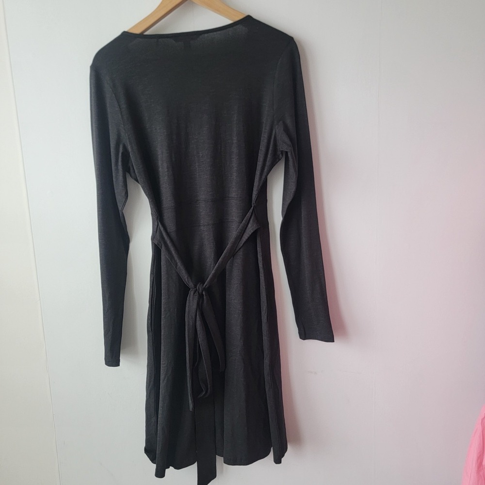 Toad & Co women's Cue Wrap Long Sleeve Dress size M v-neck belted eco-friendly - Picture 2 of 7